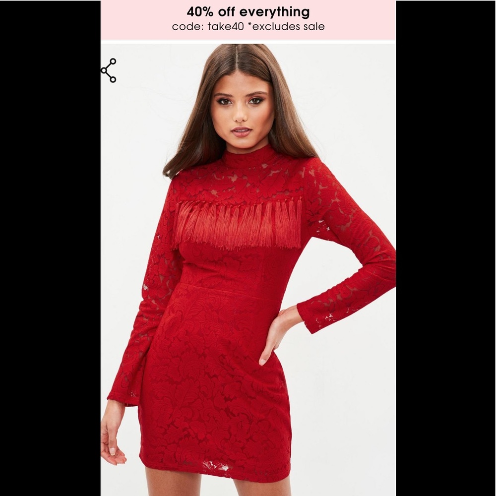 NWT lace bodycon dress with tassel